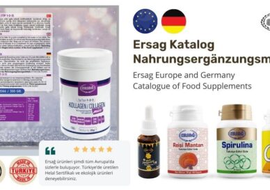 Katalog von Ersag Nahrungsergänzungsmitteln, die in Deutschland und Europa verkauft werden. Ersağ Unternehmen ist in der Produktion in der Türkei beschäftigt. Es vertreibt Nahrungsergänzungsmittel in Europa und Deutschland.