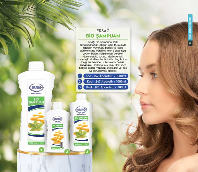 Ersag Bio Şampuan 1000ml Ersag Bio - Shampoo 1000ml (Mit Neuem Deckel) Ersag Bio - Shampoo 1000ml (With New Cover)